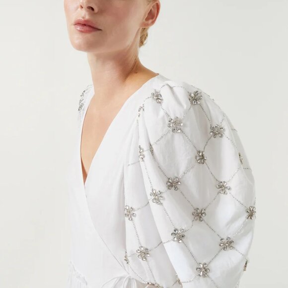 RHODE Lina Dress in White Cotton + Crystals SAMPLE - Picture 10 of 10